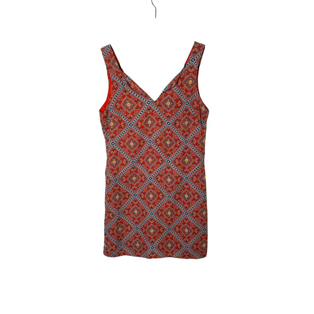 Dina Be mini dress Turquoise Orange size small v neck sleeveless - Picture 10 of 10
